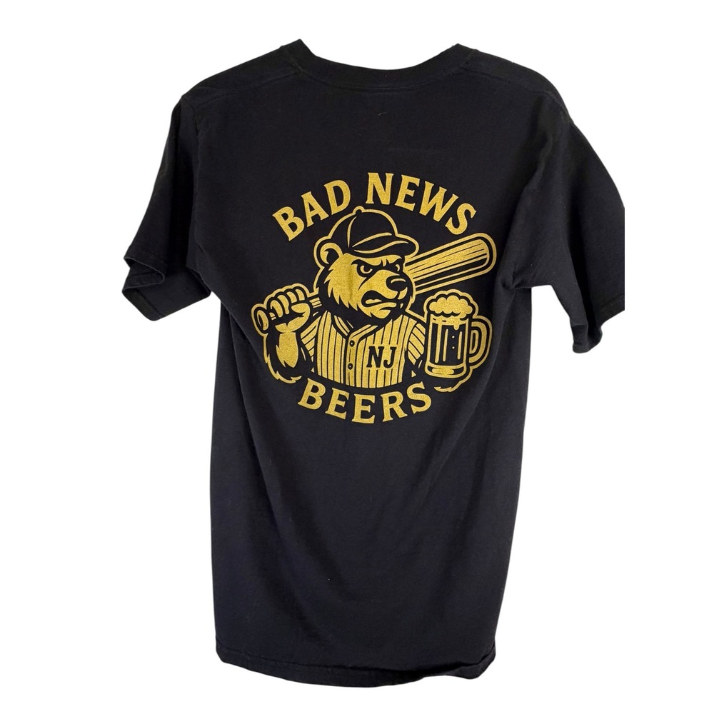 Hanes Bad News Beers Graphic T-Shirt Black Gold Bear Baseball NJ Mens Small